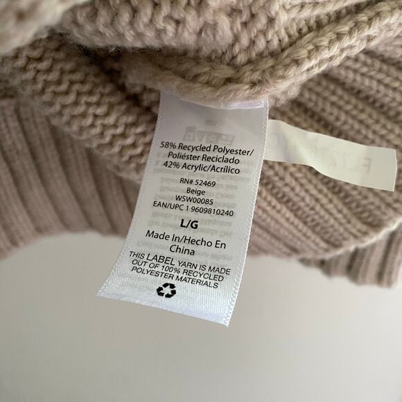 Chunky Knit Cable Sweater Turtleneck Light Tan Free Assembly Womens Size Large - Picture 4 of 7